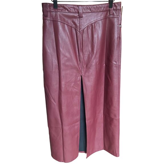 NWT‎ Free People City Slicker Faux Vegan Leather Maxi Skirt in Red Jasper - Picture 5 of 8